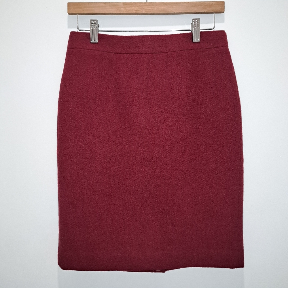 NWT J.Crew Mercantile Burgundy Wool Preppy Classic Academia Pencil Skirt Womens0